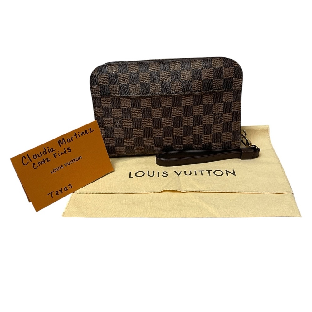 Louis Vuitton Vintage Orsay Special Order Rare Zip Clutch Damier Ebene Wristlet